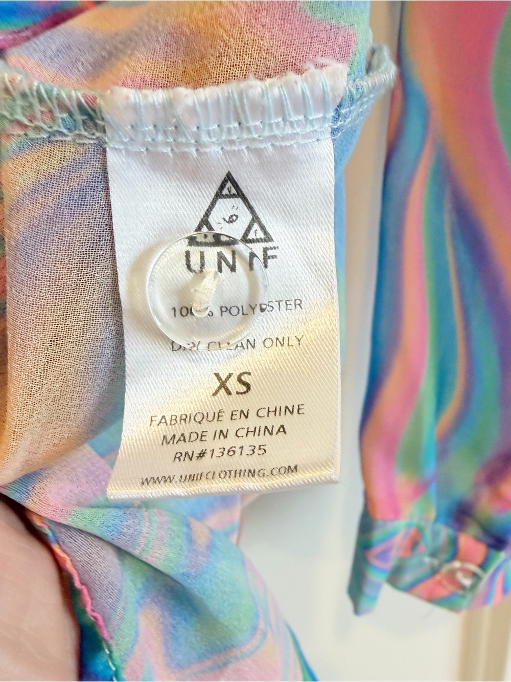 UNIF Melt Button Up Shirt Psychedelic Marble Sheer Swirl Print Size XS GUC - Picture 5 of 9